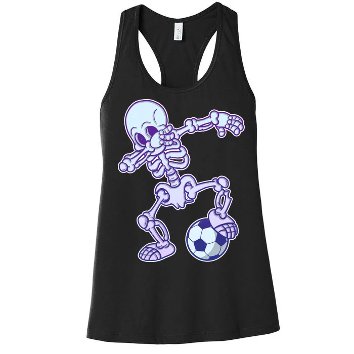 Dabbing Soccer Skeleton Women's Racerback Tank