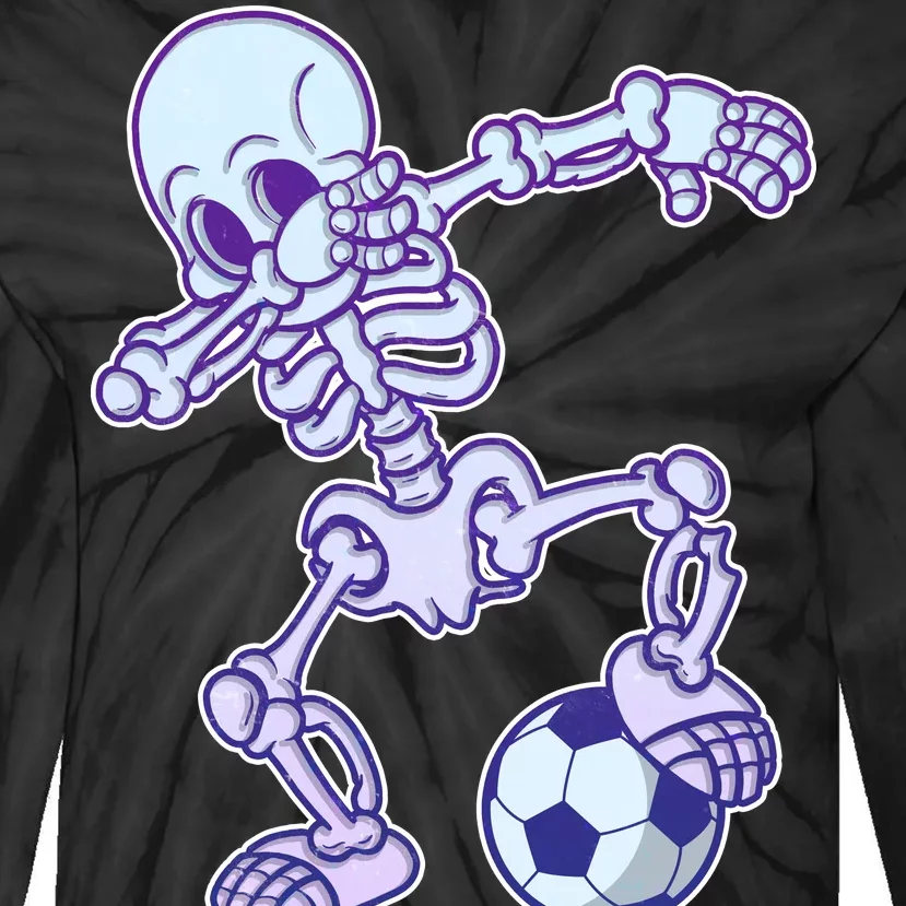 Dabbing Soccer Skeleton Tie-Dye Long Sleeve Shirt