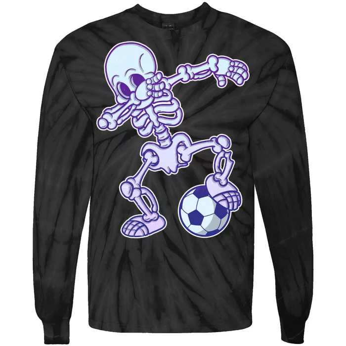 Dabbing Soccer Skeleton Tie-Dye Long Sleeve Shirt