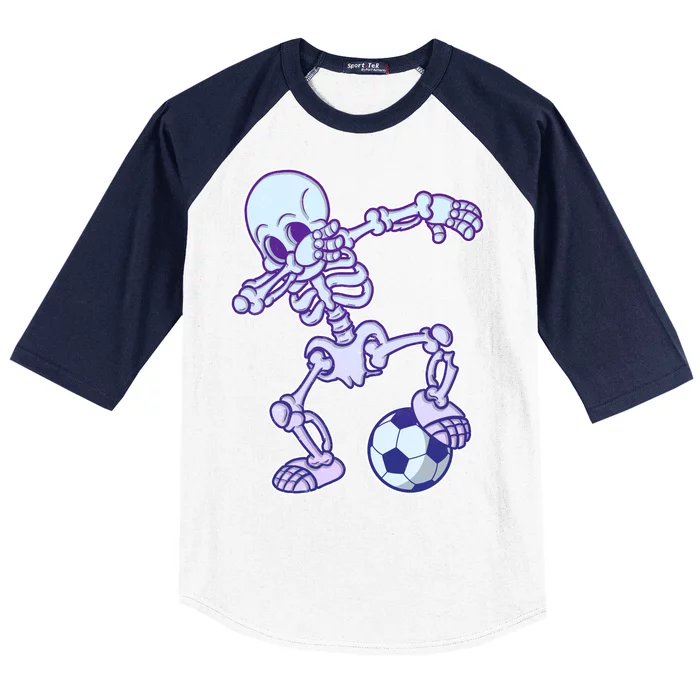 Dabbing Soccer Skeleton Baseball Sleeve Shirt