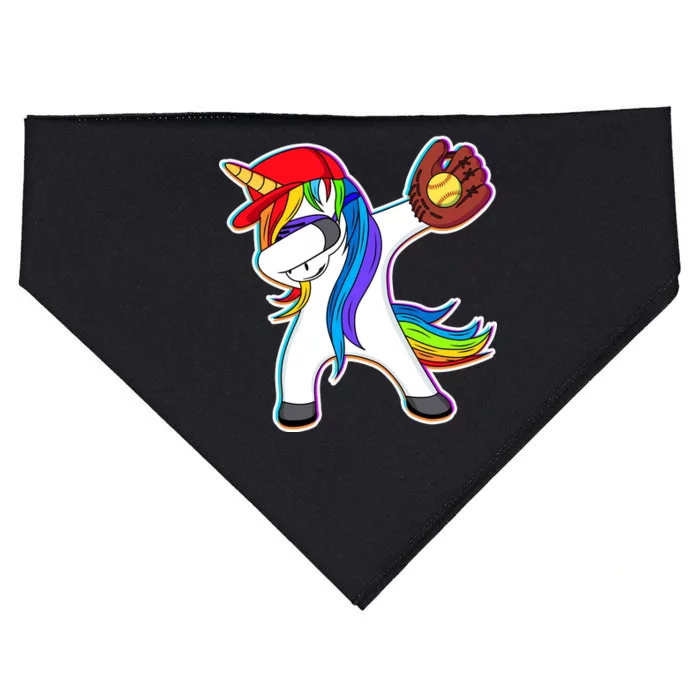 Dabbing Softball Unicorn USA-Made Doggie Bandana