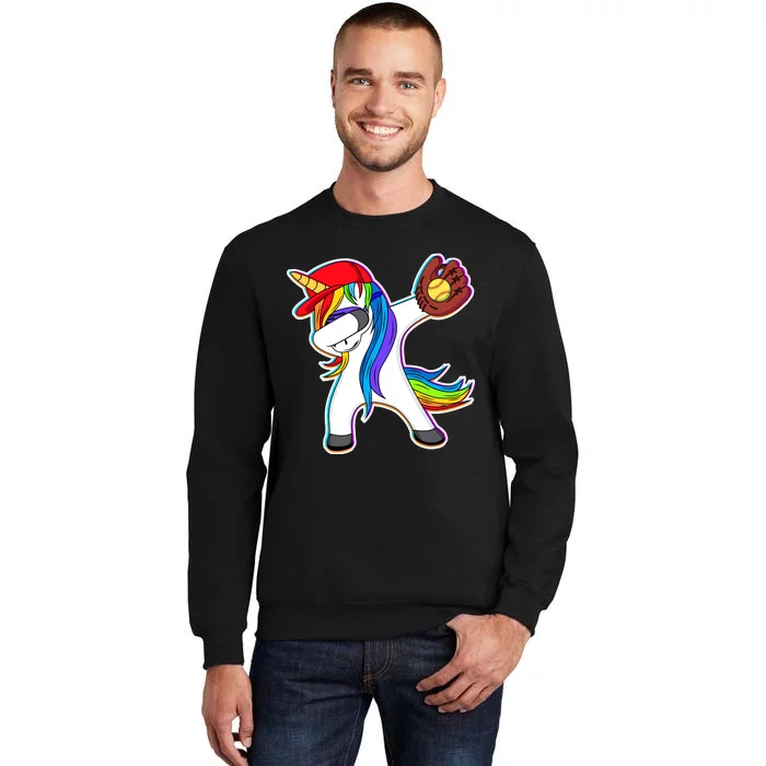 Dabbing Softball Unicorn Tall Sweatshirt