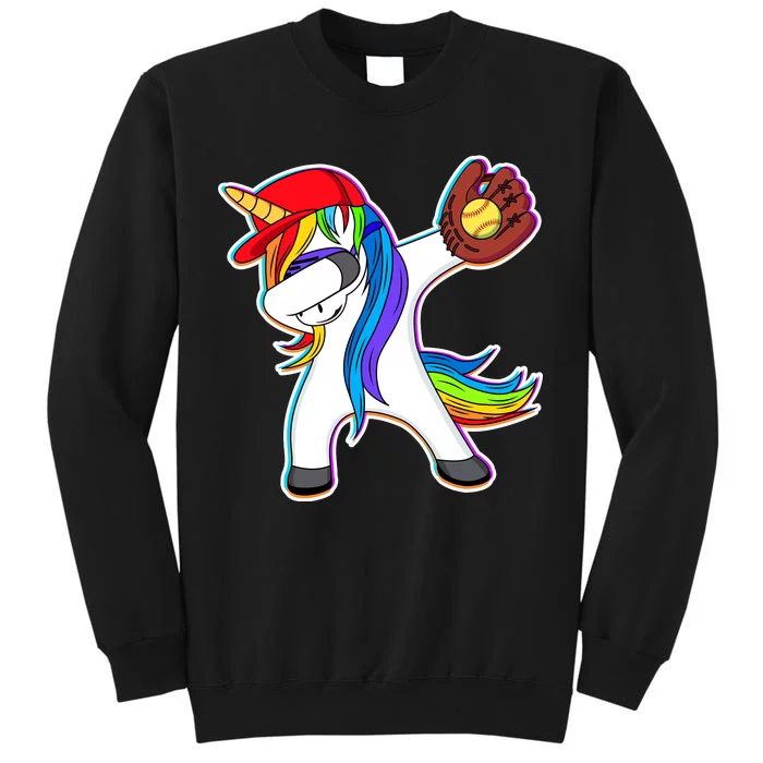 Dabbing Softball Unicorn Tall Sweatshirt