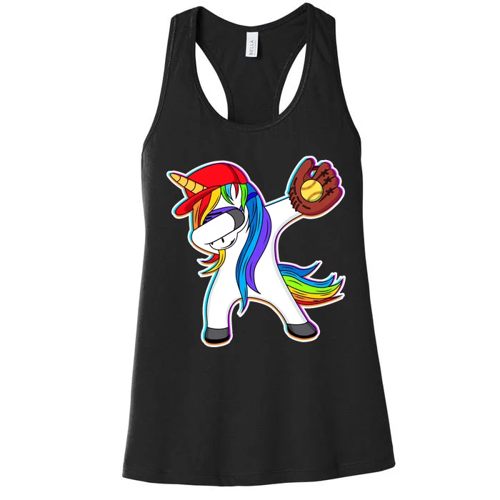 Dabbing Softball Unicorn Women's Racerback Tank