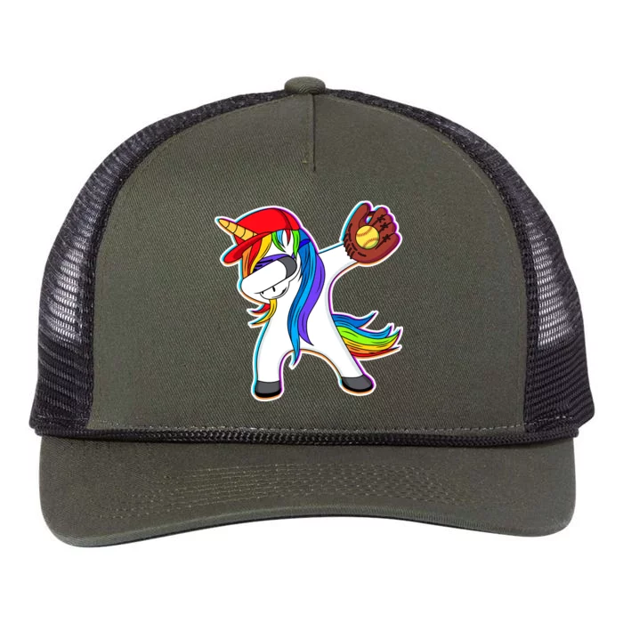 Dabbing Softball Unicorn Retro Rope Trucker Hat Cap