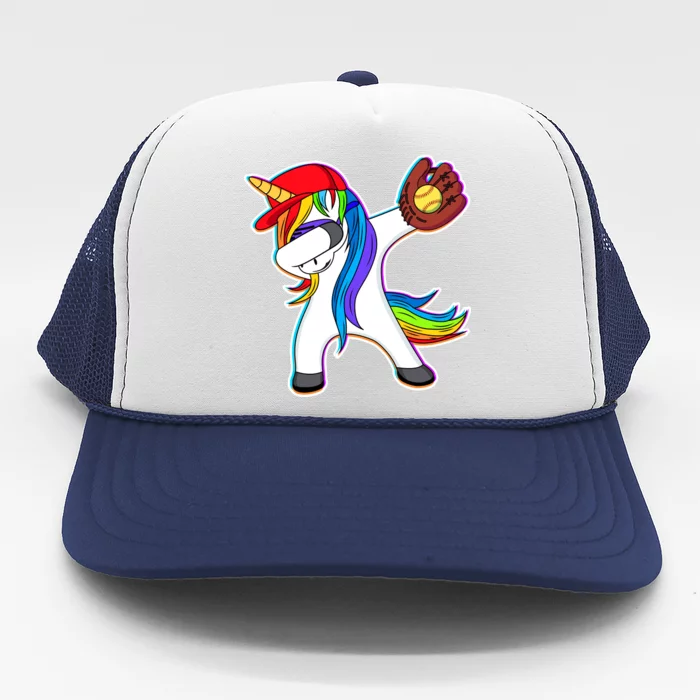 Dabbing Softball Unicorn Trucker Hat