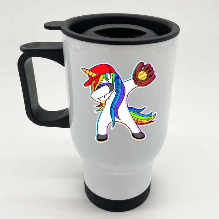 Dabbing Softball Unicorn Front & Back Stainless Steel Travel Mug