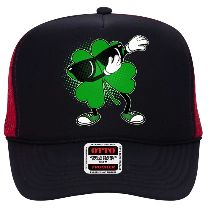 Dabbing St. Patrick's Day Shamrock High Crown Mesh Trucker Hat