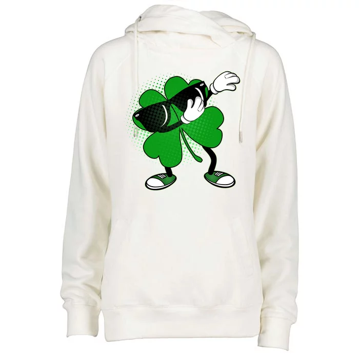 Dabbing St. Patrick's Day Shamrock Womens Funnel Neck Pullover Hood