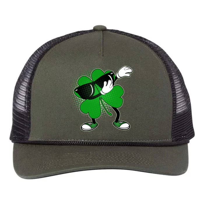 Dabbing St. Patrick's Day Shamrock Retro Rope Trucker Hat Cap