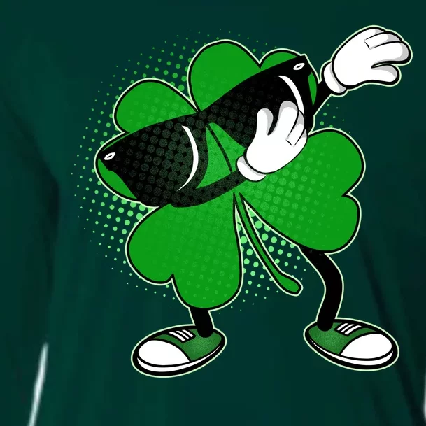 Dabbing St. Patrick's Day Shamrock Cooling Performance Long Sleeve Crew