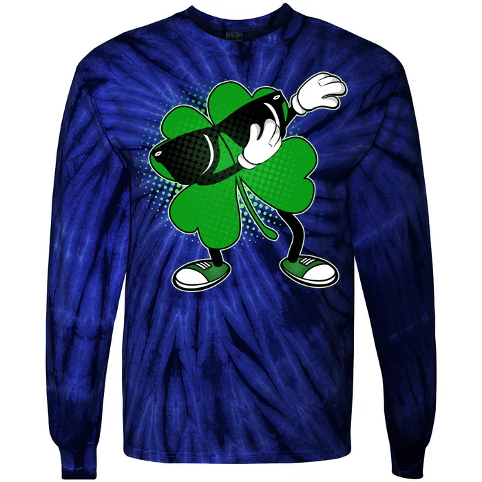 Dabbing St. Patrick's Day Shamrock Tie-Dye Long Sleeve Shirt