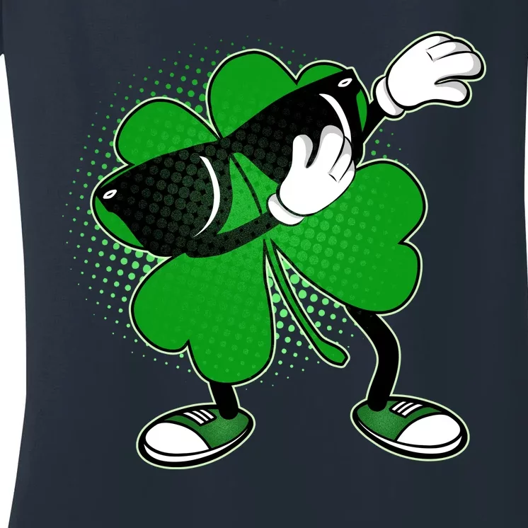 Dabbing St. Patrick's Day Shamrock Women's V-Neck T-Shirt