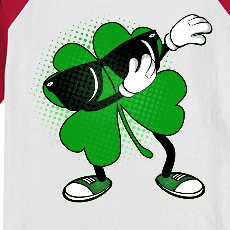 Dabbing St. Patrick's Day Shamrock Kids Colorblock Raglan Jersey