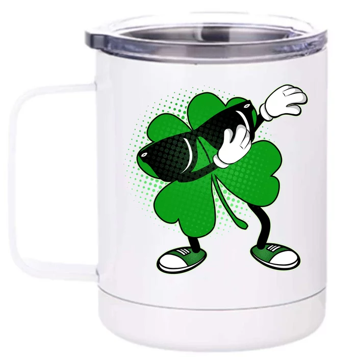 Dabbing St. Patrick's Day Shamrock Front & Back 12oz Stainless Steel Tumbler Cup