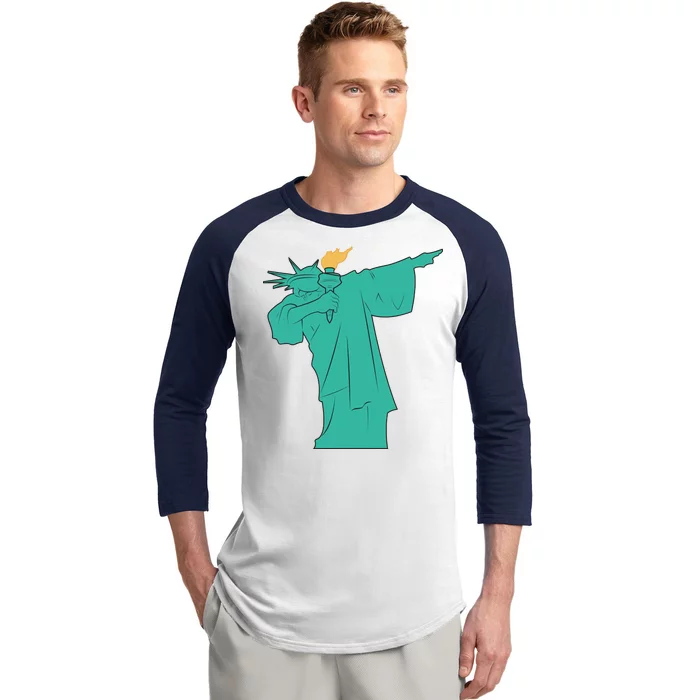 Dabbing Statue Of Liberty Baseball Sleeve Shirt