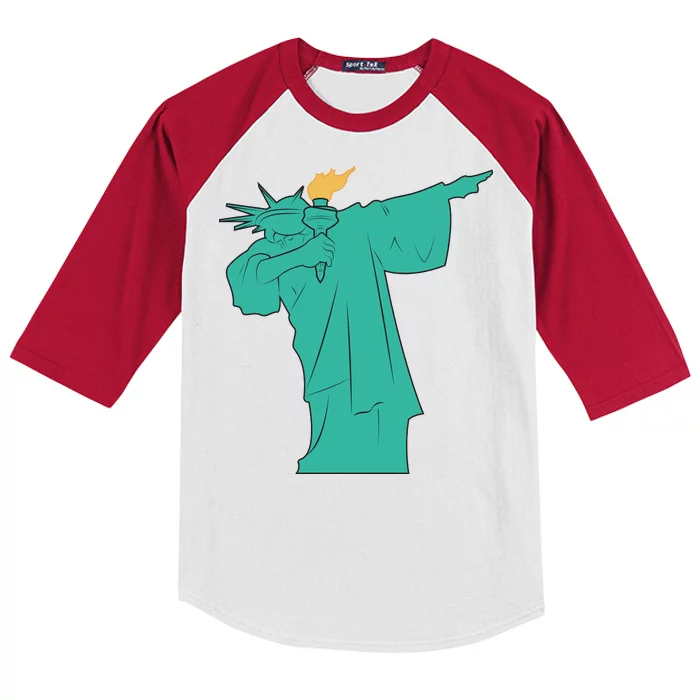 Dabbing Statue Of Liberty Kids Colorblock Raglan Jersey