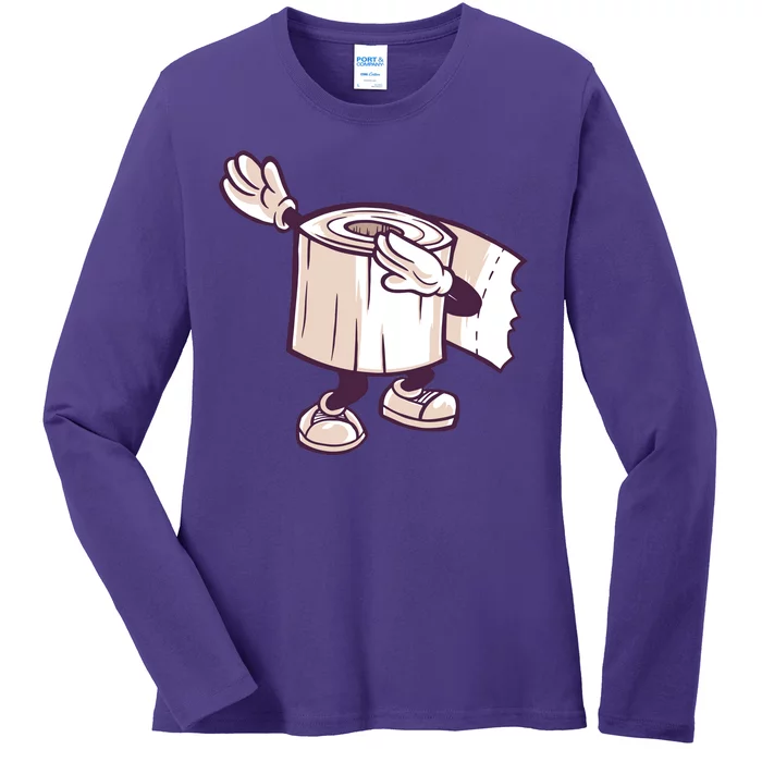 Dabbing Toilet Paper Ladies Long Sleeve Shirt