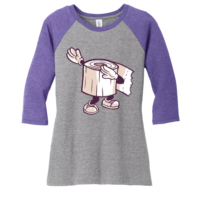 Dabbing Toilet Paper Women's Tri-Blend 3/4-Sleeve Raglan Shirt