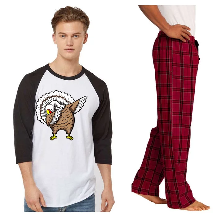 Dabbing Turkey Funny Thanksgiving Day Raglan Sleeve Pajama Set