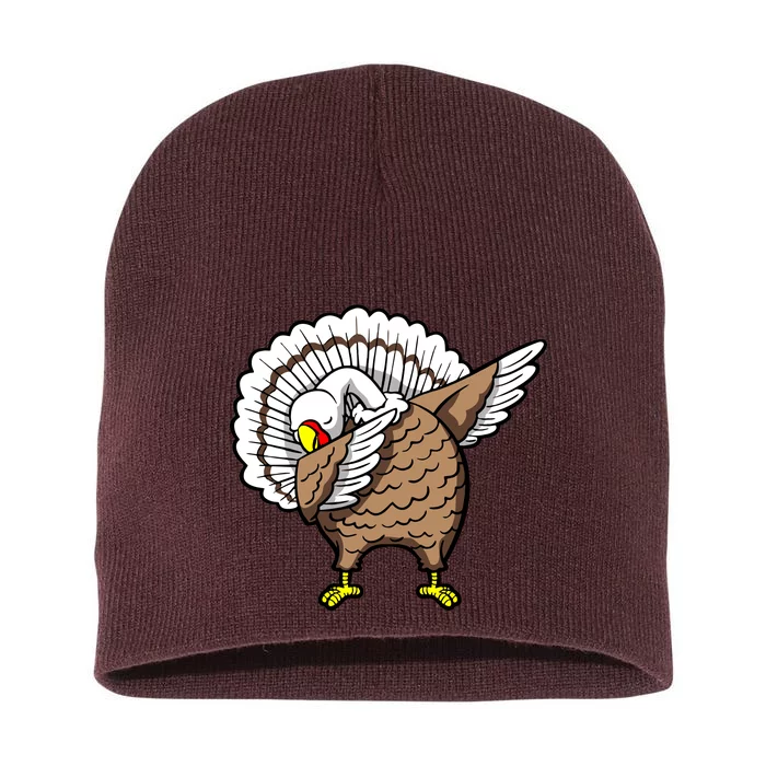 Dabbing Turkey Funny Thanksgiving Day Short Acrylic Beanie