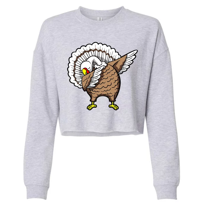 Dabbing Turkey Funny Thanksgiving Day Cropped Pullover Crew