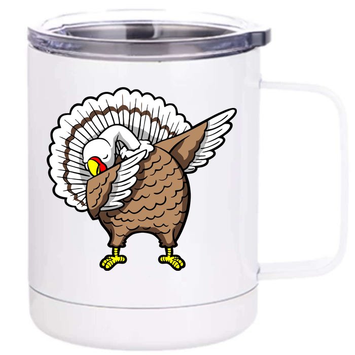 Dabbing Turkey Funny Thanksgiving Day Front & Back 12oz Stainless Steel Tumbler Cup