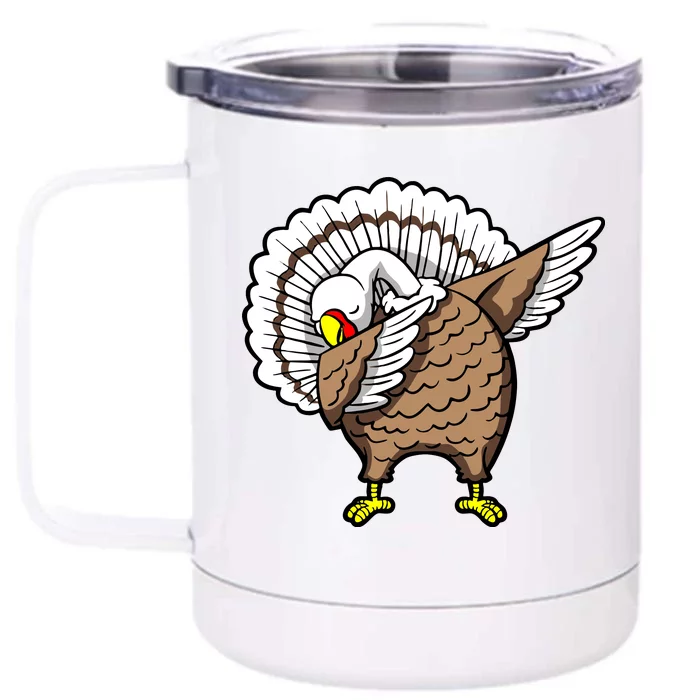 Dabbing Turkey Funny Thanksgiving Day Front & Back 12oz Stainless Steel Tumbler Cup