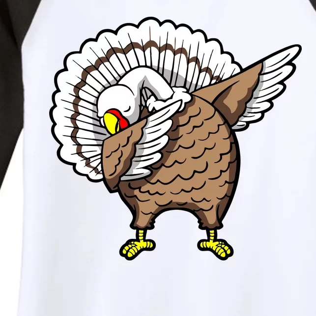 Dabbing Turkey Funny Thanksgiving Day Women's Tri-Blend 3/4-Sleeve Raglan Shirt