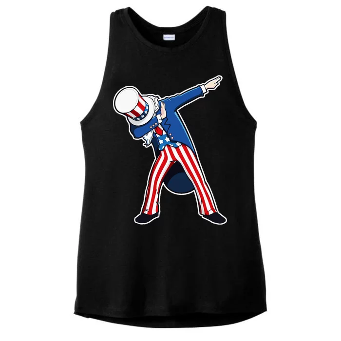 Dabbing Uncle Sam 4th of July Independence Day Ladies Tri-Blend Wicking Tank