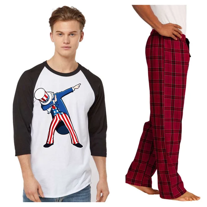 Dabbing Uncle Sam 4th of July Independence Day Raglan Sleeve Pajama Set