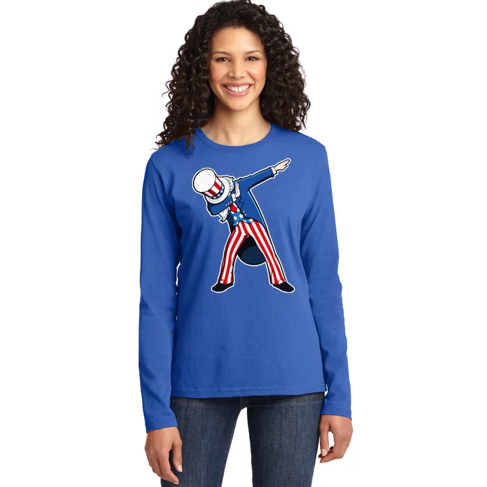 Dabbing Uncle Sam 4th of July Independence Day Ladies Long Sleeve Shirt