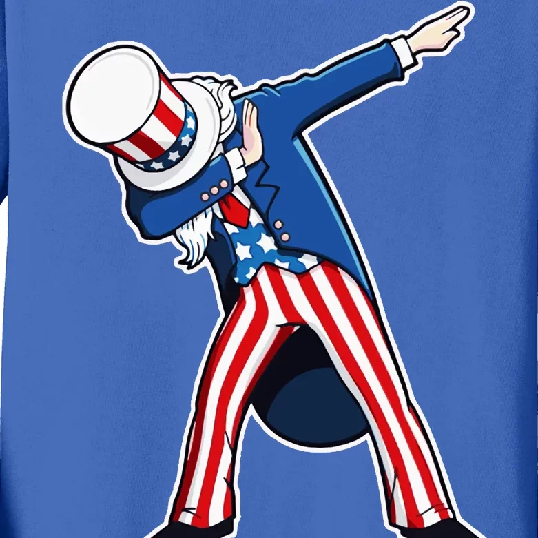 Dabbing Uncle Sam 4th of July Independence Day Kids Long Sleeve Shirt