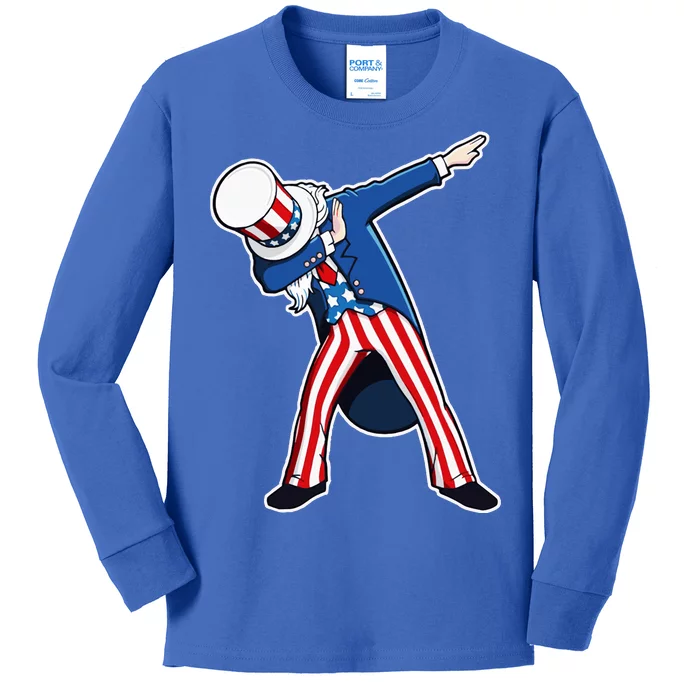 Dabbing Uncle Sam 4th of July Independence Day Kids Long Sleeve Shirt