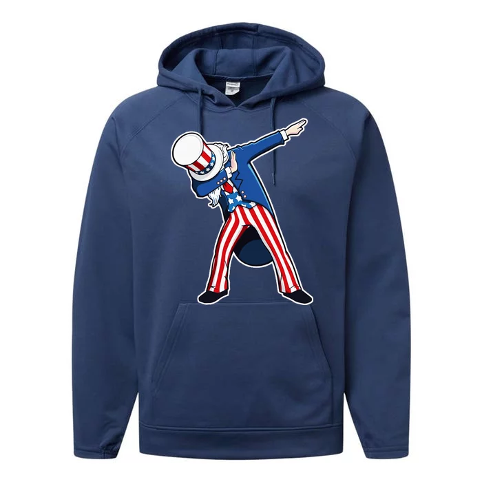 Dabbing Uncle Sam 4th of July Independence Day Performance Fleece Hoodie