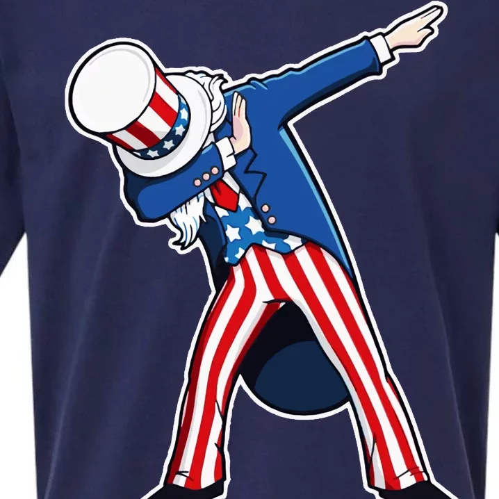 Dabbing Uncle Sam 4th of July Independence Day Sueded Cloud Jersey T-Shirt