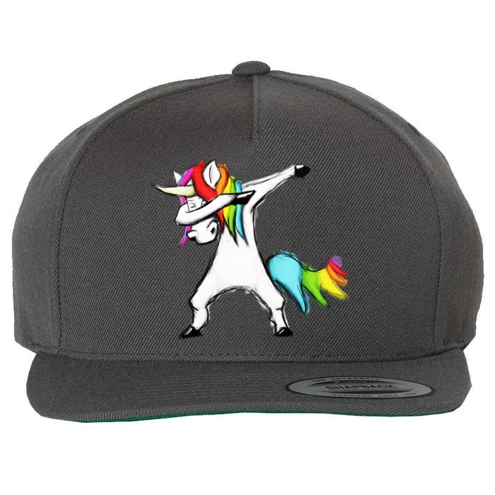 Dabbing Unicorn Wool Snapback Cap