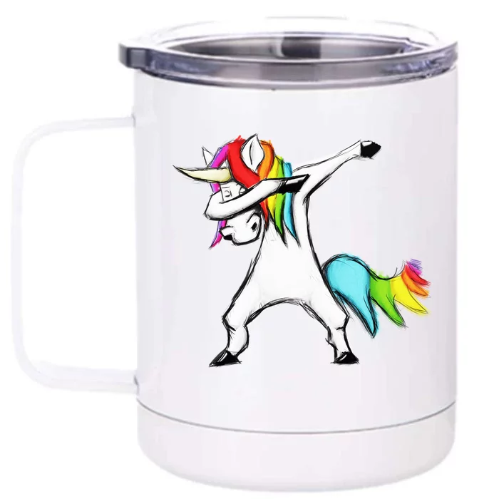 Dabbing Unicorn Front & Back 12oz Stainless Steel Tumbler Cup