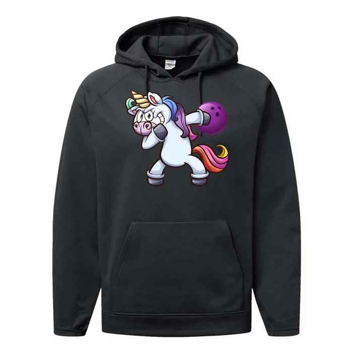 Dabbing Unicorn Bowling Performance Fleece Hoodie