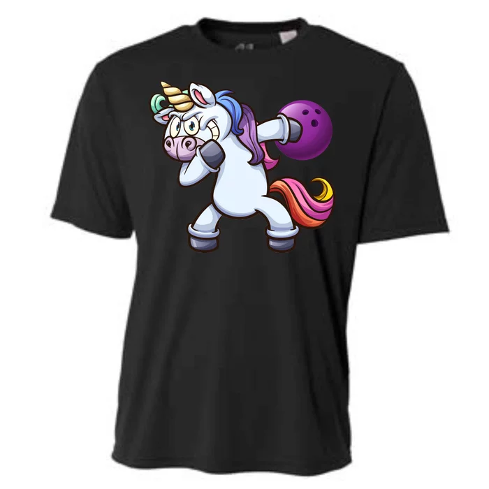 Dabbing Unicorn Bowling Cooling Performance Crew T-Shirt