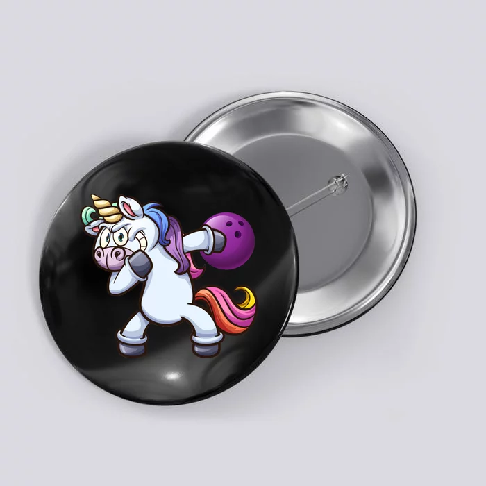 Dabbing Unicorn Bowling Button