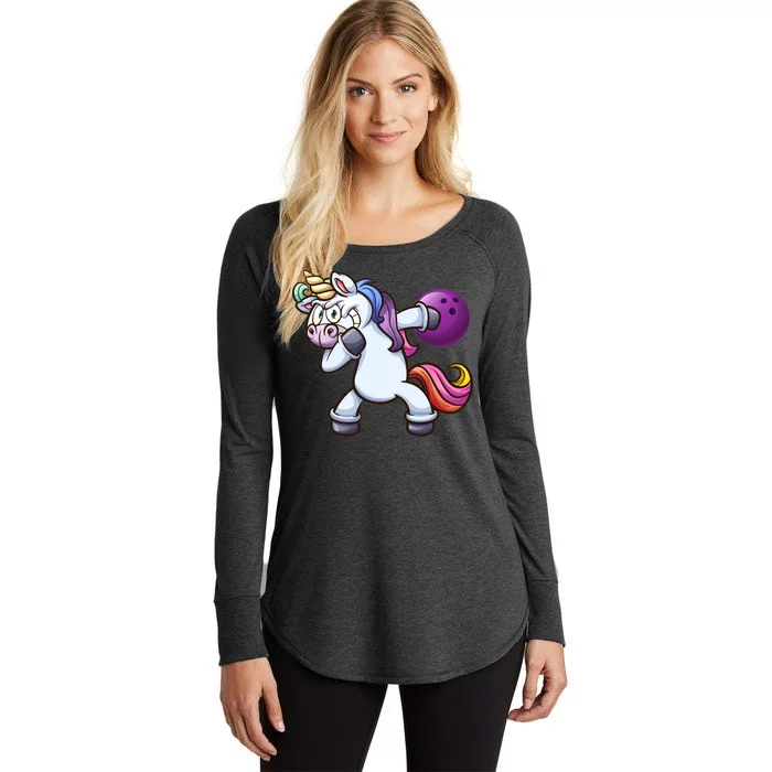 Dabbing Unicorn Bowling Women's Perfect Tri Tunic Long Sleeve Shirt