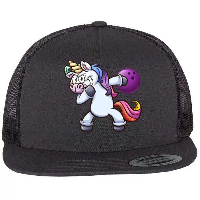 Dabbing Unicorn Bowling Flat Bill Trucker Hat