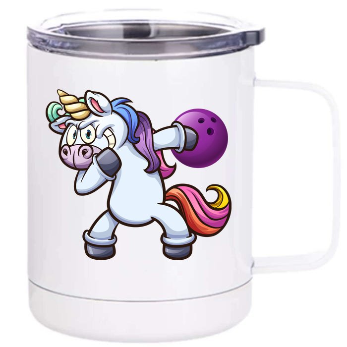 Dabbing Unicorn Bowling Front & Back 12oz Stainless Steel Tumbler Cup