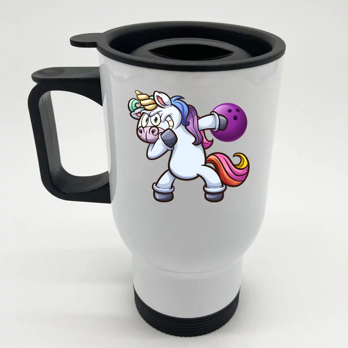 Dabbing Unicorn Bowling Front & Back Stainless Steel Travel Mug