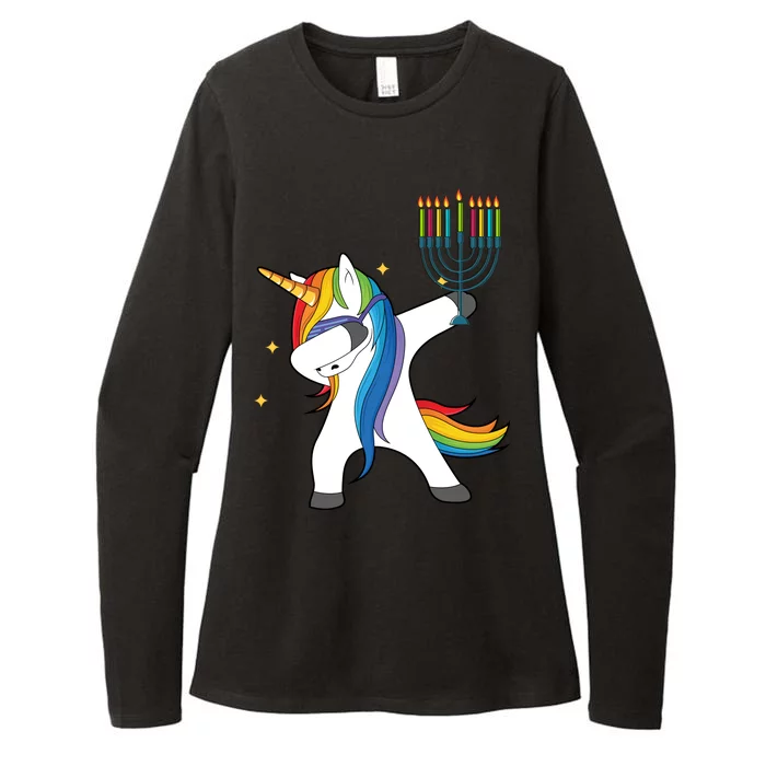 Dabbing Unicorn Hanukkah Womens CVC Long Sleeve Shirt