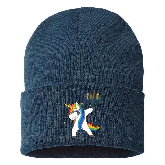 Dabbing Unicorn Hanukkah Sustainable Knit Beanie