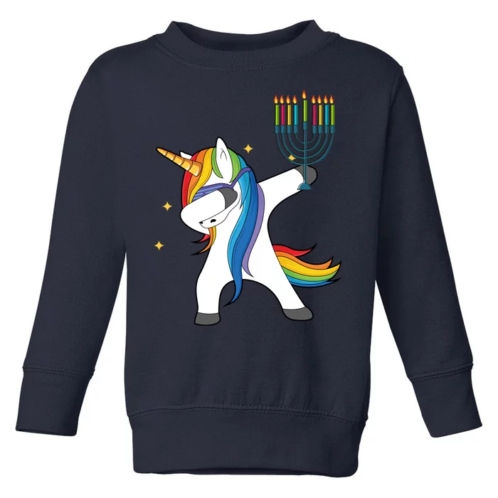 Dabbing Unicorn Hanukkah Toddler Sweatshirt