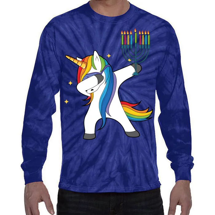 Dabbing Unicorn Hanukkah Tie-Dye Long Sleeve Shirt