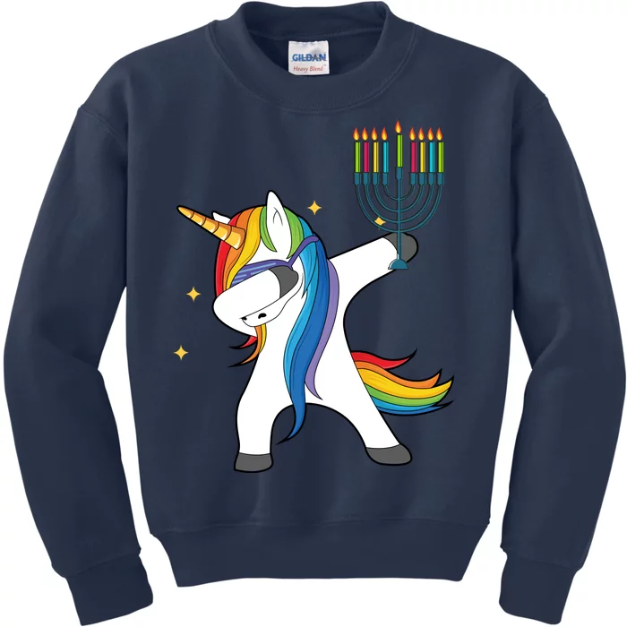 Dabbing Unicorn Hanukkah Kids Sweatshirt